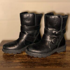 Sorel Leather Moto Boots withh wool lining